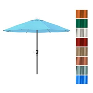 Pure Garden 9 Foot Aluminum Patio Umbrella with Auto Crank - Blue