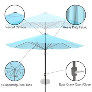 Pure Garden 9 Foot Aluminum Patio Umbrella with Auto Crank - Blue