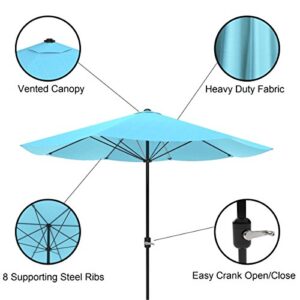 Pure Garden 9 Foot Aluminum Patio Umbrella with Auto Crank - Blue