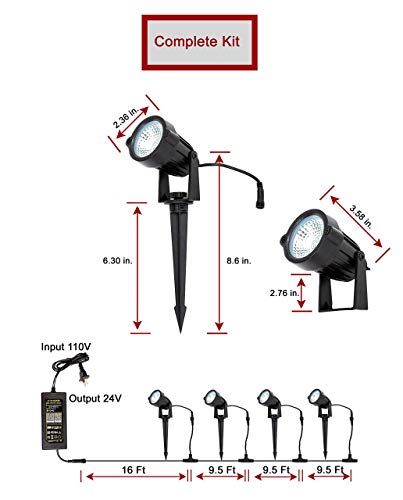 VivaColor by JayCee Products Bluetooth RGB Smart Landscape Light Kit with Transformer, Low Voltage 24V, 48W Total, Smartphone Controlled, Outdoor Garden Lights, Color Changing Lights