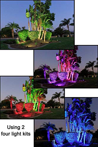 VivaColor by JayCee Products Bluetooth RGB Smart Landscape Light Kit with Transformer, Low Voltage 24V, 48W Total, Smartphone Controlled, Outdoor Garden Lights, Color Changing Lights