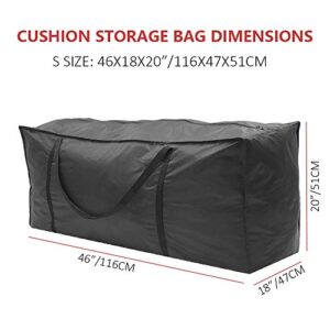 Patio Cushion Storage Bag Extra Large,Mayhour Outdoor Heavy Duty Waterproof Furniture Cushion Bags Cover Black with Zipper Handles for Garden Beach Picnic (46x18x20in)