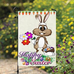 Easter Garden Flag Vertical Double Sided Rabbit Bunny Floral Egg Flag Yard Farmhouse Decoration 12 X 18 Inch