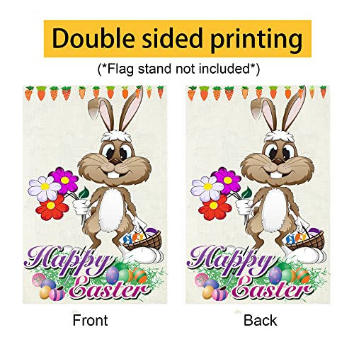 Easter Garden Flag Vertical Double Sided Rabbit Bunny Floral Egg Flag Yard Farmhouse Decoration 12 X 18 Inch