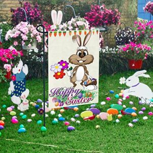 Easter Garden Flag Vertical Double Sided Rabbit Bunny Floral Egg Flag Yard Farmhouse Decoration 12 X 18 Inch