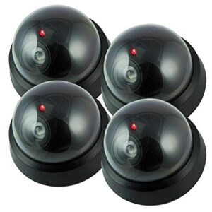 dummy security camera fake camera outdoors dummy dome wireless surveillance system motion light realistic look with flashing red led light 4 pack