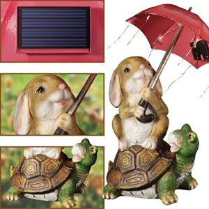 AUPO Solar Outdoor Statues, Rabbit and Turtle Solar Garden Lights, Cute Landscape Backyard Pathway Light