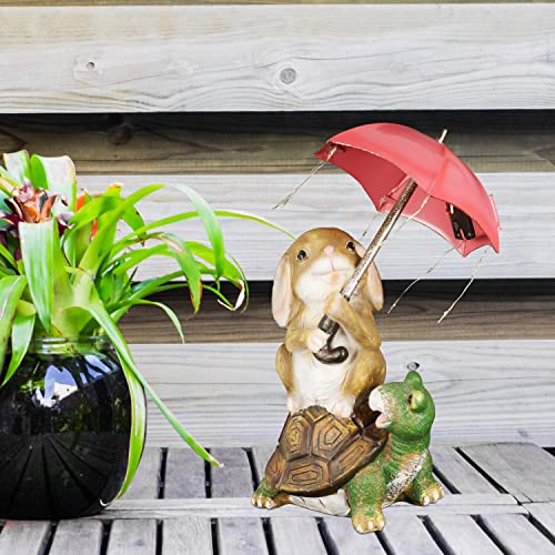 AUPO Solar Outdoor Statues, Rabbit and Turtle Solar Garden Lights, Cute Landscape Backyard Pathway Light