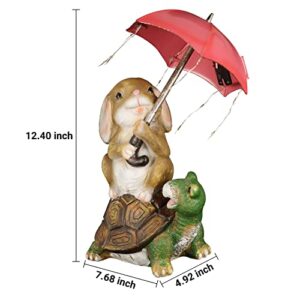 AUPO Solar Outdoor Statues, Rabbit and Turtle Solar Garden Lights, Cute Landscape Backyard Pathway Light