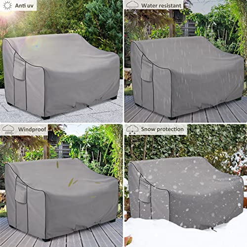 KylinLucky Patio Furniture Sofa Cover,Waterproof 2-Seater Patio Loveseat Cover, 600D Heavy Duty Oxford Waterproof Outdoor Sofa Cover,80" W x 33" D x 32" H inches Grey