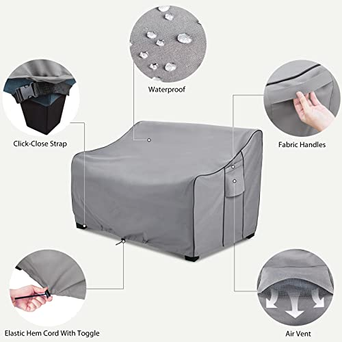 KylinLucky Patio Furniture Sofa Cover,Waterproof 2-Seater Patio Loveseat Cover, 600D Heavy Duty Oxford Waterproof Outdoor Sofa Cover,80" W x 33" D x 32" H inches Grey