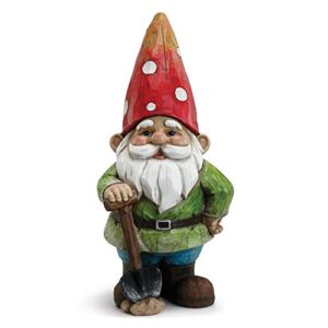 happy gnome with shovel bold primaries 4 x 9 resin stone garden figurine