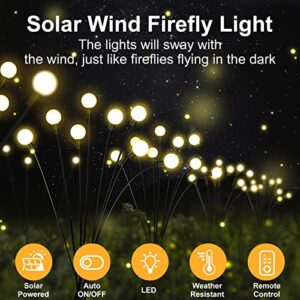 Solar Powered Firefly Lights, 4 Pack 8LED Solar Garden Lights, Firefly Lights Outdoor Waterproof with Remote Control 8 Lighting Modes, Solar Outdoor Lights Decorative for Pathway Yard Patio Landscape