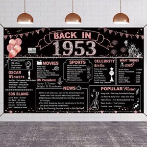 darunaxy 70th birthday rose gold party decoration, back in 1953 banner for women 70 years old birthday photography background vintage 1953 poster backdrop for girls 70th class reunion party supplies