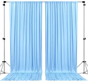 ak trading co. 10 feet x 10 feet polyester backdrop drapes curtains panels with rod pockets – wedding ceremony party home window decorations – light blue (drape-5x10-ltblue)
