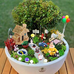 TCJJ 61 Pieces Fairy Garden Accessories, Miniature Fairy Garden Gnomes Garden Houses and Figurines DIY Micro Landscape Ornaments for Garden Dollhouse Potted Plant Bonsai Terrarium Decor