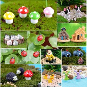TCJJ 61 Pieces Fairy Garden Accessories, Miniature Fairy Garden Gnomes Garden Houses and Figurines DIY Micro Landscape Ornaments for Garden Dollhouse Potted Plant Bonsai Terrarium Decor