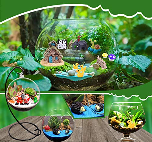 TCJJ 61 Pieces Fairy Garden Accessories, Miniature Fairy Garden Gnomes Garden Houses and Figurines DIY Micro Landscape Ornaments for Garden Dollhouse Potted Plant Bonsai Terrarium Decor