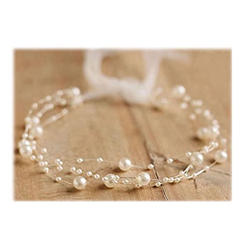 EDERA Newborn Photography Props Baby Photoshoots Pearl Headbands Girl Photo Posing Tieback (H Ivory)