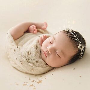 EDERA Newborn Photography Props Baby Photoshoots Pearl Headbands Girl Photo Posing Tieback (H Ivory)
