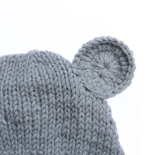 ECYC Newborn Baby Bear Hat Beanie with Bear Dolls Photography Accessories Grey