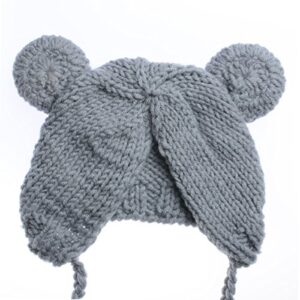 ECYC Newborn Baby Bear Hat Beanie with Bear Dolls Photography Accessories Grey