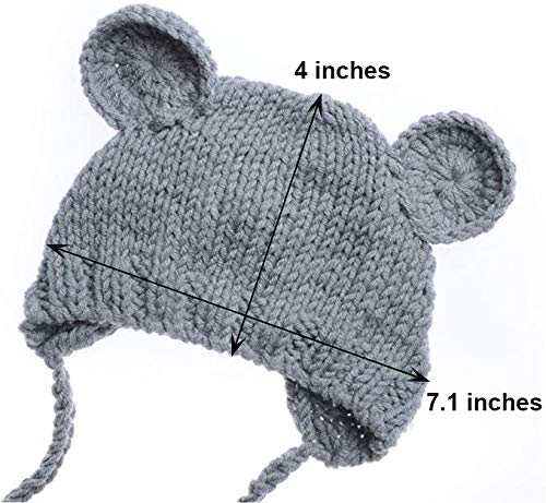 ECYC Newborn Baby Bear Hat Beanie with Bear Dolls Photography Accessories Grey