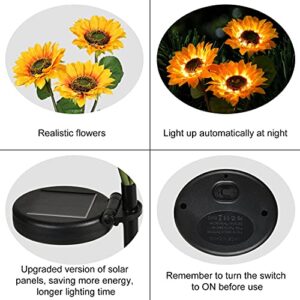 Doingart Solar Sunflower Lights,Upgrade Solar Powered Sunflower Lights with 3 Sunflower,LED Solar Lights Outdoor for Patio Lawn Garden Yard Pathway Decoration