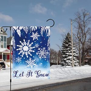 Heyfibro Let it Snow Garden Flag Winter Christmas Garden Flags 12x18 Inch Double Sided Burlap Snowflake Banner for Winter Holiday Christmas Yard Outdoor Decoration(ONLY FLAG)