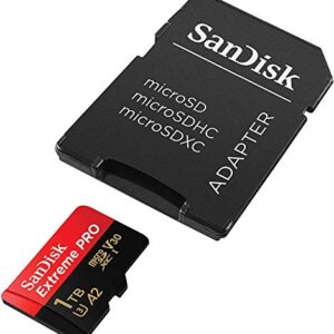 SanDisk 1TB Extreme Pro MicroSD Memory Card with Adapter Works with GoPro Hero 10 Black Action Cam U3 V30 4K A2 Class 10 (SDSQXCZ-1T00-GN6MA) Bundle with 1 Everything But Stromboli Micro Card Reader