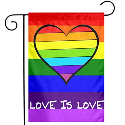 Love Is Love Rainbow Pride Garden Flags Vertical Double Sided Holiday Rainbow Flag Love Is Love Garden Flag Outside Decor For Home Yard Farmhouse 12×18 Inch
