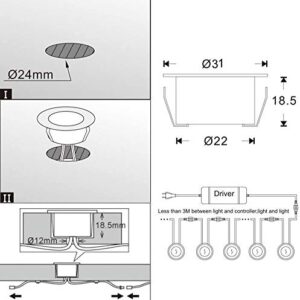 LED Deck Lights Kit, Sumaote 20pcs Φ1.22" WiFi Smart Phone Control Low Voltage Recessed RGBW Deck Lighting Inground Lights Waterproof Outdoor Garden Path Stair Landscape Decor, Black