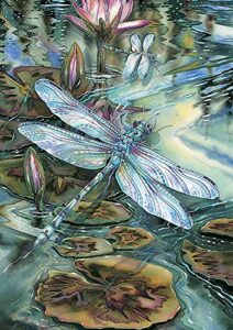 toland home garden 1012328 dragonfly and pond dragonfly flag 28×40 inch double sided for outdoor lilypad house yard decoration