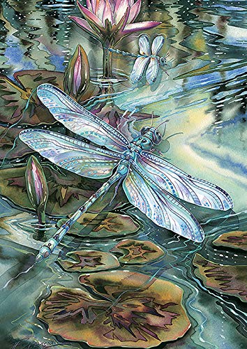 Toland Home Garden 1012328 Dragonfly and Pond Dragonfly Flag 28x40 Inch Double Sided for Outdoor Lilypad House Yard Decoration