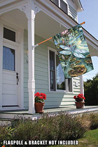 Toland Home Garden 1012328 Dragonfly and Pond Dragonfly Flag 28x40 Inch Double Sided for Outdoor Lilypad House Yard Decoration