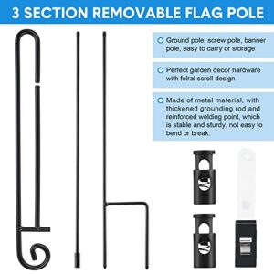 10 Pack Garden Flag Stand with Flag Stoppers and Clips, Black Powder Coated Weather Proof Garden Flag Pole Holder for Outdoor Garden Flag (Classic Style, 15.2 x 33.1 Inch)