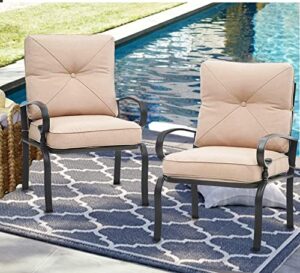 oakmont 2 piece outdoor furniture patio bistro chairs metal dining furniture set, all-weather garden seating chair (brown)
