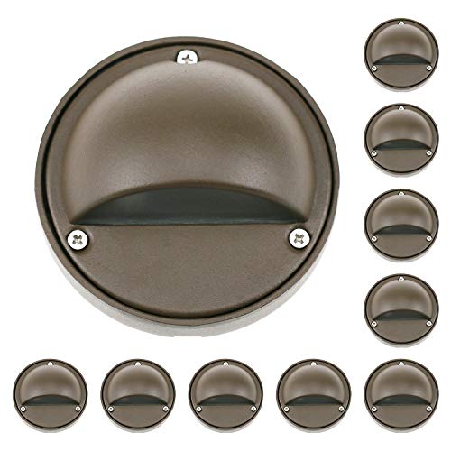 2W LED Deck Lights Landscape Lighting Landscape Lights Low Voltage Outdoor Deck Lighting Replaceable G4 LED Bulb 3000K Aluminum housing for Stair, Pathway,Walkway,Deck,Garden Bronze, Pack of 10