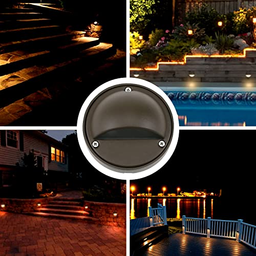 2W LED Deck Lights Landscape Lighting Landscape Lights Low Voltage Outdoor Deck Lighting Replaceable G4 LED Bulb 3000K Aluminum housing for Stair, Pathway,Walkway,Deck,Garden Bronze, Pack of 10