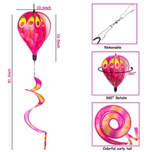 4PCS Hot Air Balloon Wind Spinners Colorful Rainbow Wind Spinner Fish Bubble Peacock Spinner Garden Rotating Wind Socks Pinwheels Wind Twister Spiral Spinner Hanging for Yard and Garden Outdoor Decor