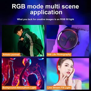 GreatLPT RGB Camera Light, RGB Video Light on Camera 360° Full Color, CRI 95+ 2500-8500K Dimmable, 2000mAh Rechargeable Portable Photography Lighting with OLED Display & 3 Cold Shoe