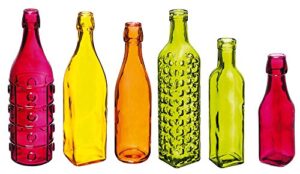 evergreen garden summer spray painted colorful glass decorative bottles, set of 6-18 x 15 x 5 inches fade and weather resistant outdoor decoration for homes, yards and gardens