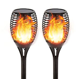 solar lights outdoor (super large size), 99 led solar tiki torches with flickering flame, waterproof solar powered lights halloween decorations garden yard pathway decor