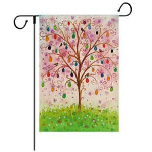eddert welcome colorful eggs tree decoration easter spring garden flag floral outdoor yard flag 12″ x 18inch