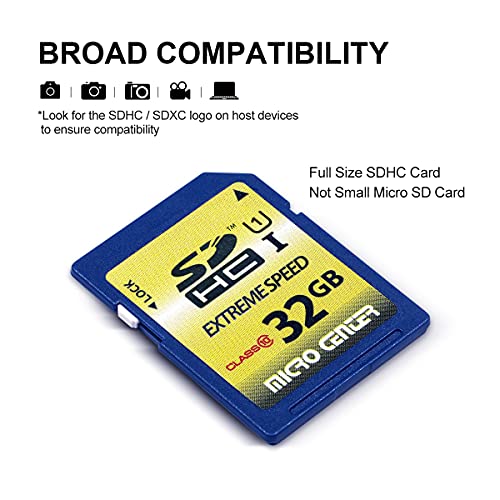 32GB Class 10 SDHC Flash Memory Card Full Size SD Card USH-I U1 Trail Camera Memory Card by Micro Center