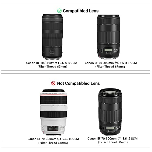 JJC Dedicated Lens Hood Shade Protector for Canon RF 100-400mm F5.6-8 is USM & EF 70-300mm f/4-5.6 is II USM Lens Replaces Canon ET-74B Lens Hood Reversible/Bayonet/with Button to Lock or Release