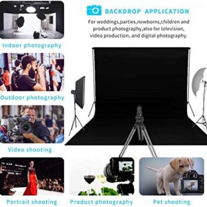 MOUNTDOG 6.5 x 10ft Black Backdrop Background for Photography, Polyester Fabric Chromakey Black Photo Backdrop Curtain Background Screen Collapsible Seamless for Photo Video Studio(Stand NOT Included)