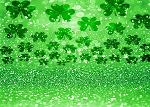 Happy St.Patrick's Day Photography Background Bokeh Sequins Lucky Green Shamrocks Irish Festival Celebration Party Decortion Backdrop (7x5ft)