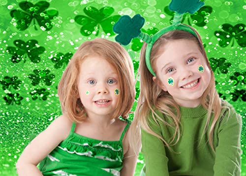 Happy St.Patrick's Day Photography Background Bokeh Sequins Lucky Green Shamrocks Irish Festival Celebration Party Decortion Backdrop (7x5ft)