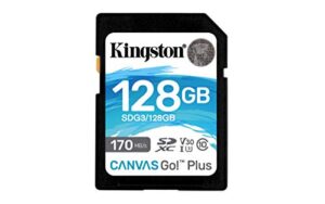 kingston 128gb sdxc canvas go plus 170mb/s read uhs-i, c10, u3, v30 memory card (sdg3/128gb)